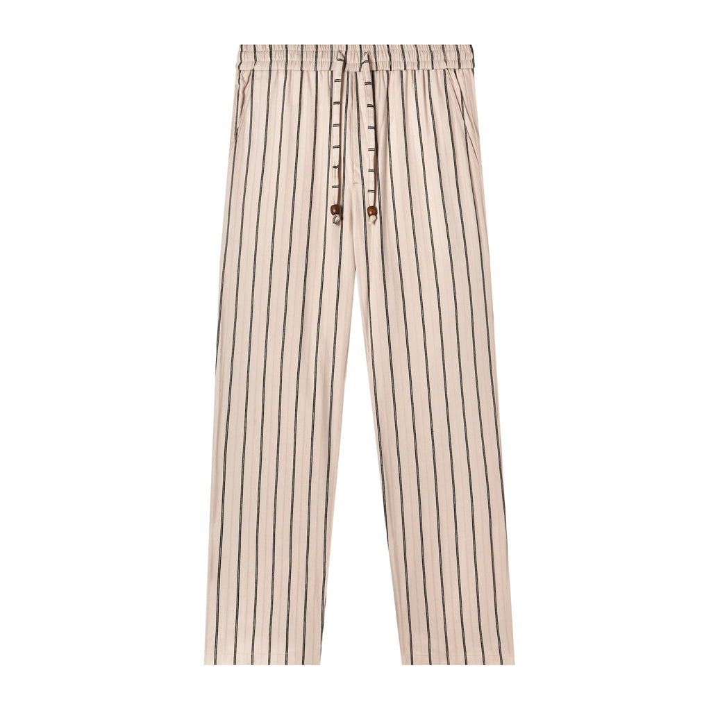 Lay Flat of Tombolo Easy Going pants with Jacquard stripe pattern in parchment color