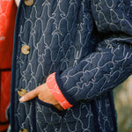 Hand inside pocket of quilted jacket