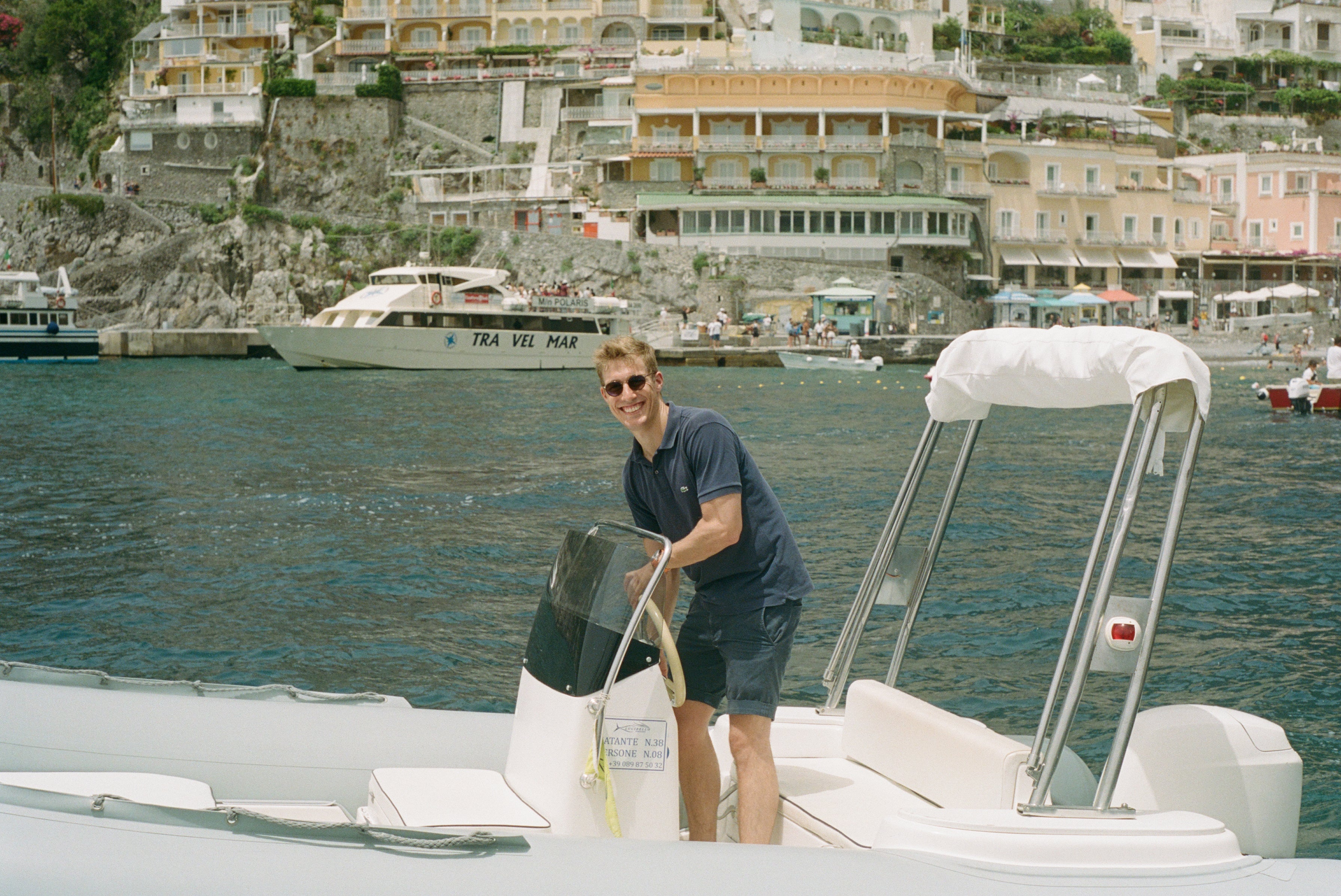 Francesco driving speedboat
