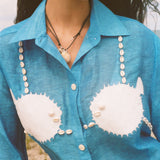 ‘Puff-Up Bra’ ~ Relaxed Crop Cut (Blue)