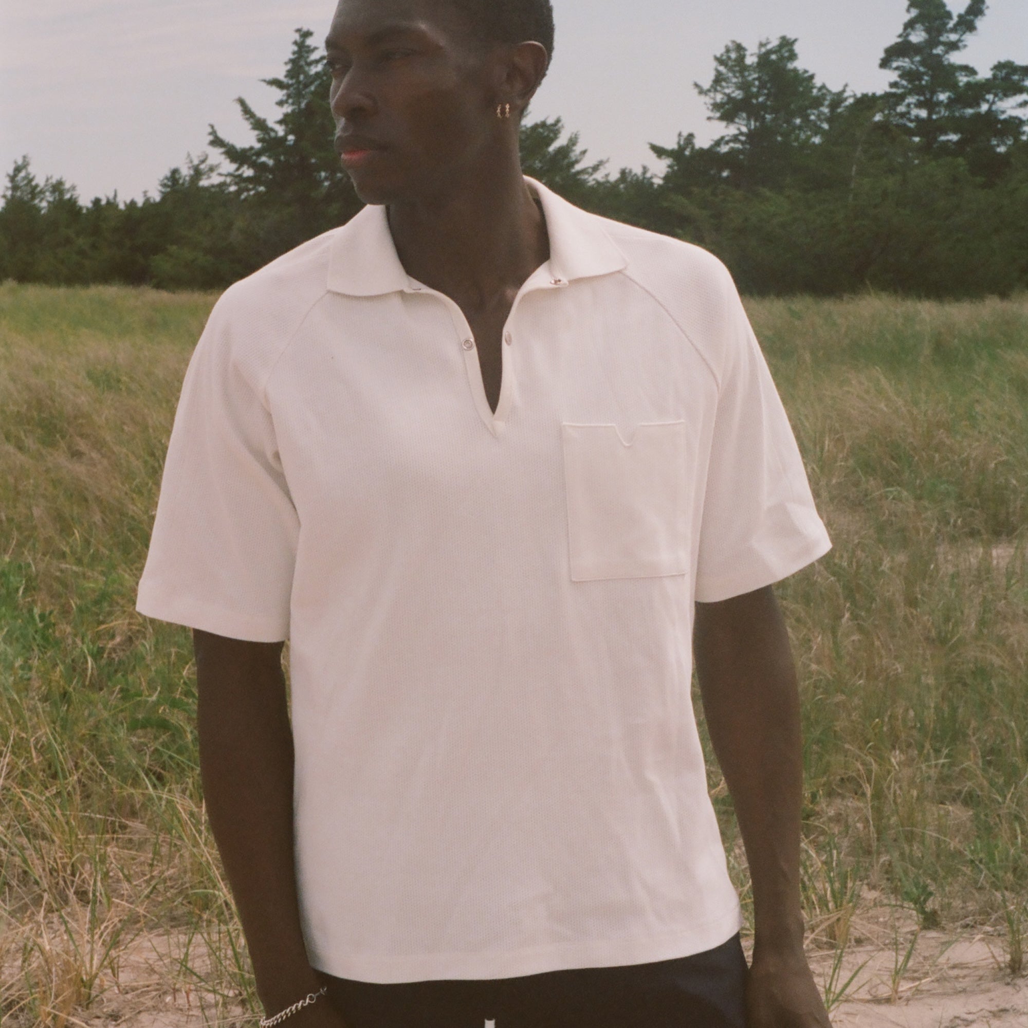 Raglan Mesh Polo (White)