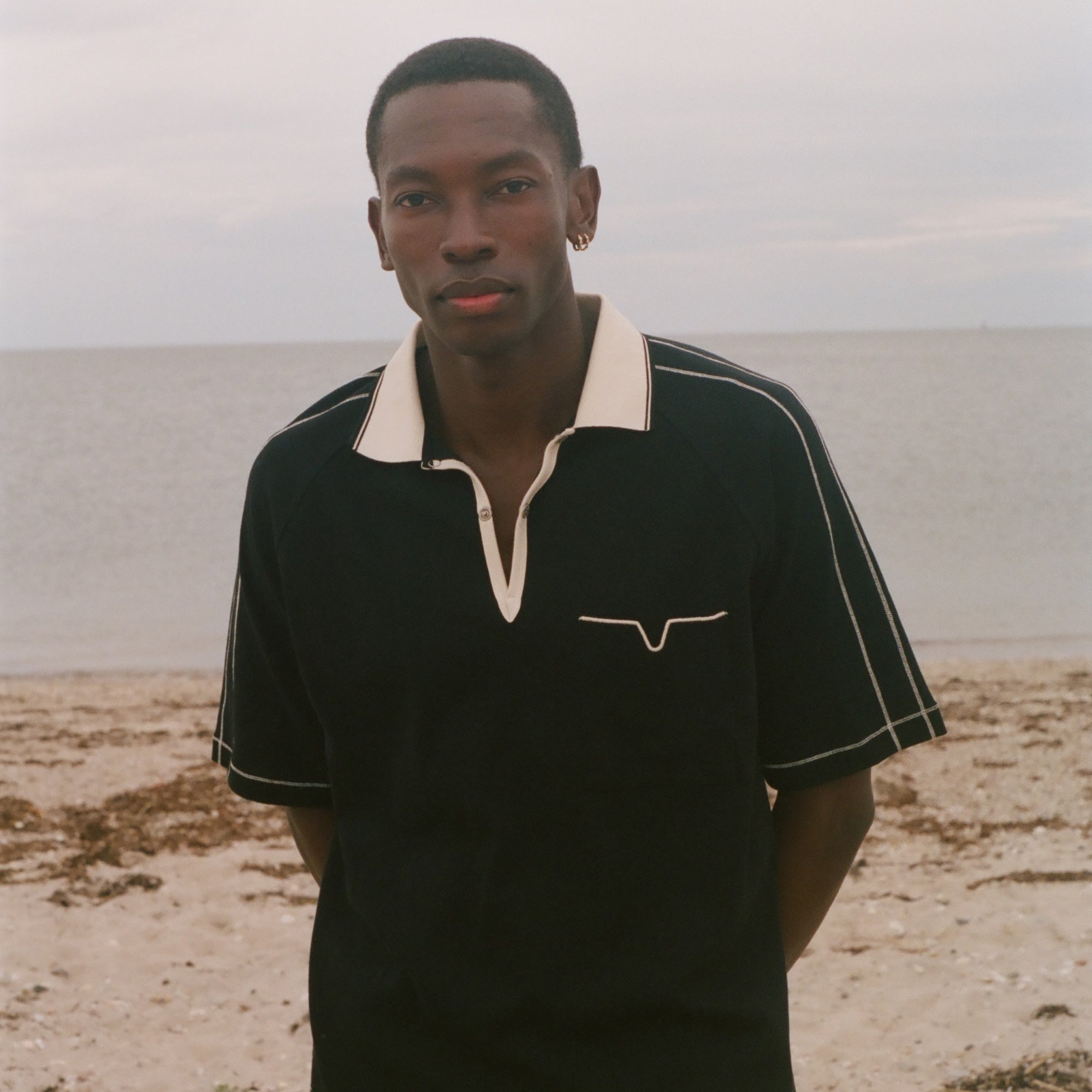 Raglan Mesh Polo (Black)