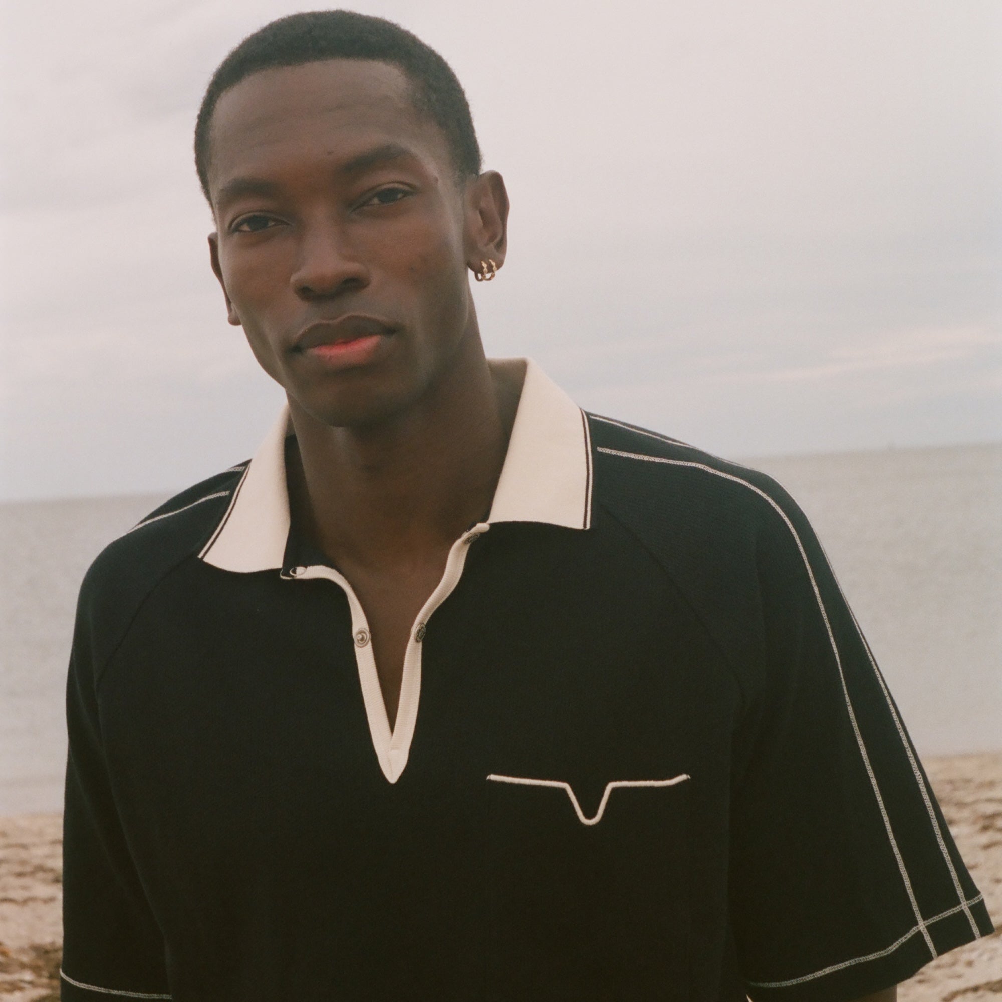 Raglan Mesh Polo (Black)