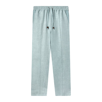 Blue Linen Tombolo pants with elastic waistband