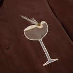 Close up of the Espresso Martini design on the cabana shirt.