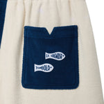 Navy pocket with Le Sirenuse and Tombolo patches. 