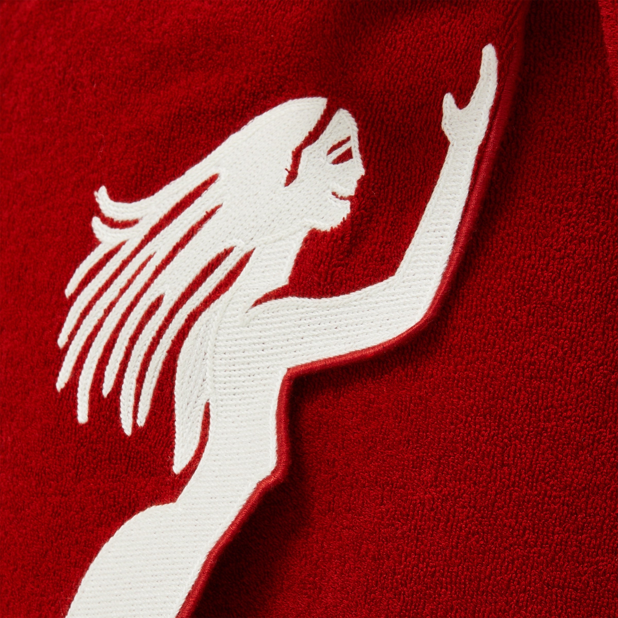Close up of embroidered mermaid detail.