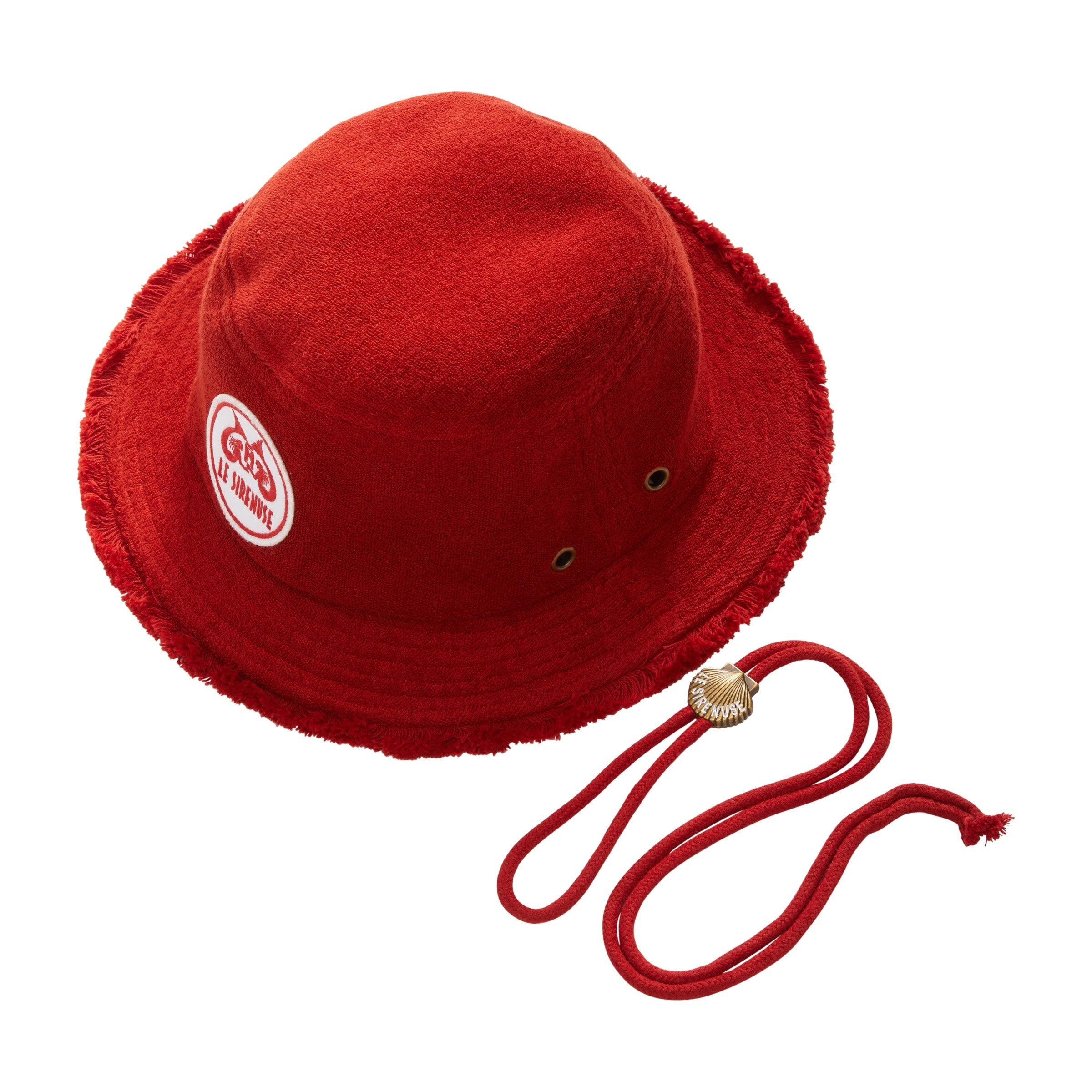 Red bucket hat on a white background