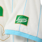 Close-up of cuff with green patch.
