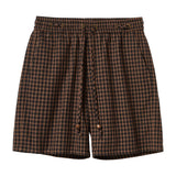 Brown plaid shorts on a white background