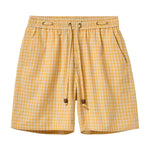 Yellow checkered shorts on a white background