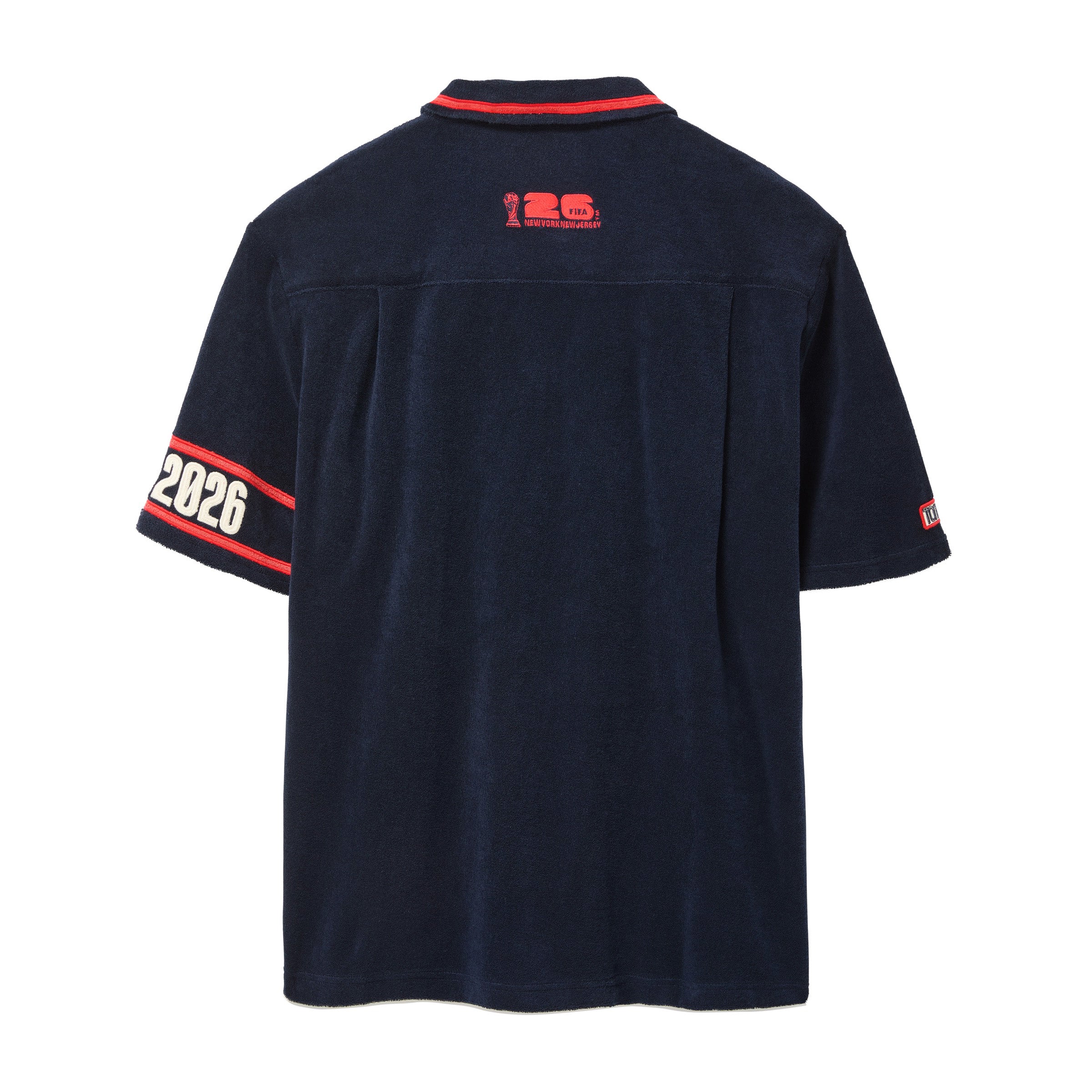 Back of navy USA FIFA World Cup shirt, with limited edition numbers embroidered on the sleeve. 
