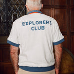 Older gentleman pictured from behind, wearing the 'Explorer's Club' Chum Cabana. 