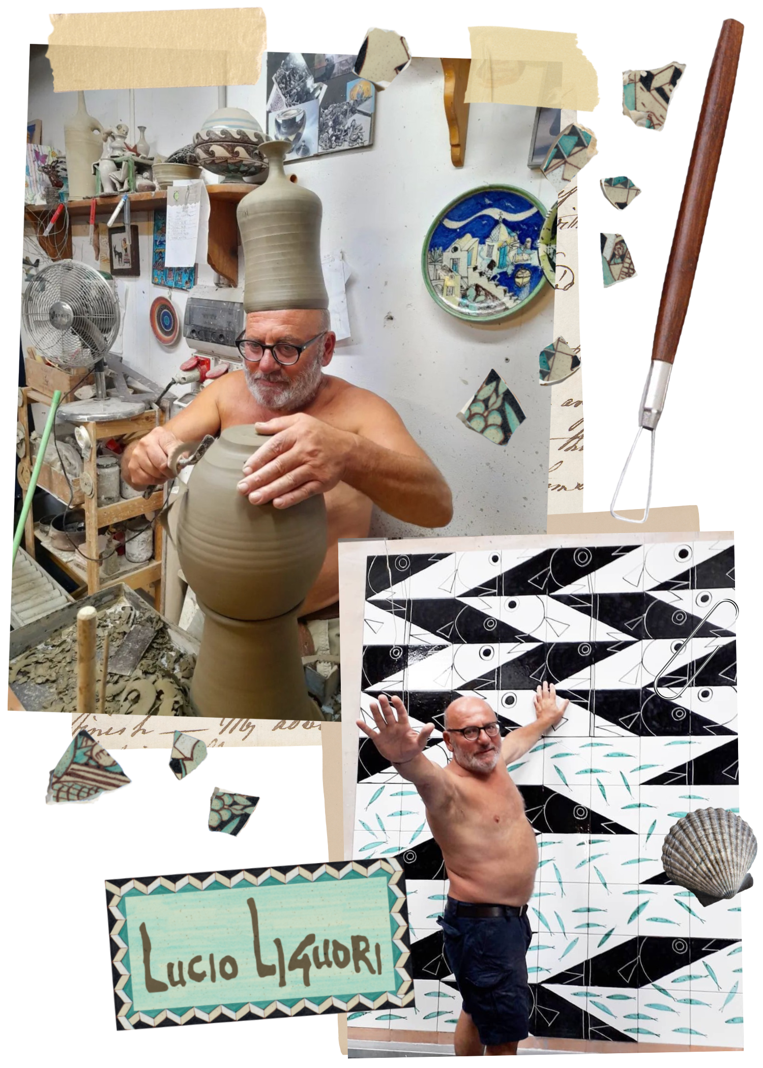 Photos of Lucio Liguori in action in his studio