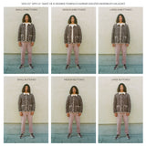 Man wearing quilted jacket in size small to Large to demonstrate sizing