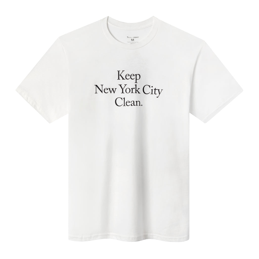 front of gray Tombolo x DSNY short sleeve tee that reads Keep New York City Clean