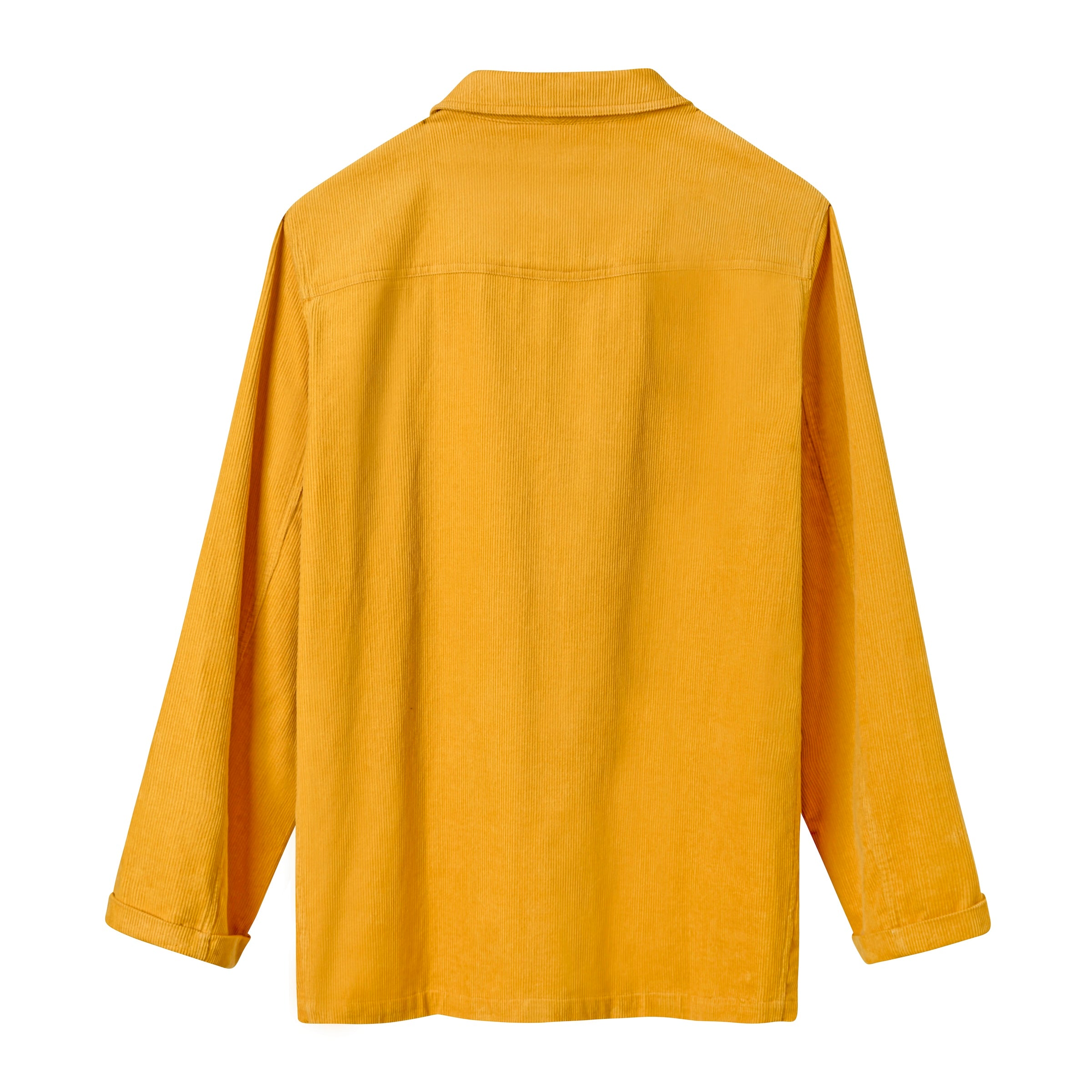 Backside image of the yellow corduroy 'Easy Going Jacket'.