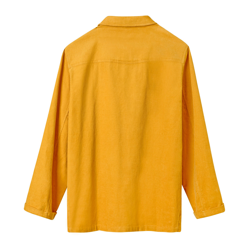 Backside image of the yellow corduroy 'Easy Going Jacket'.
