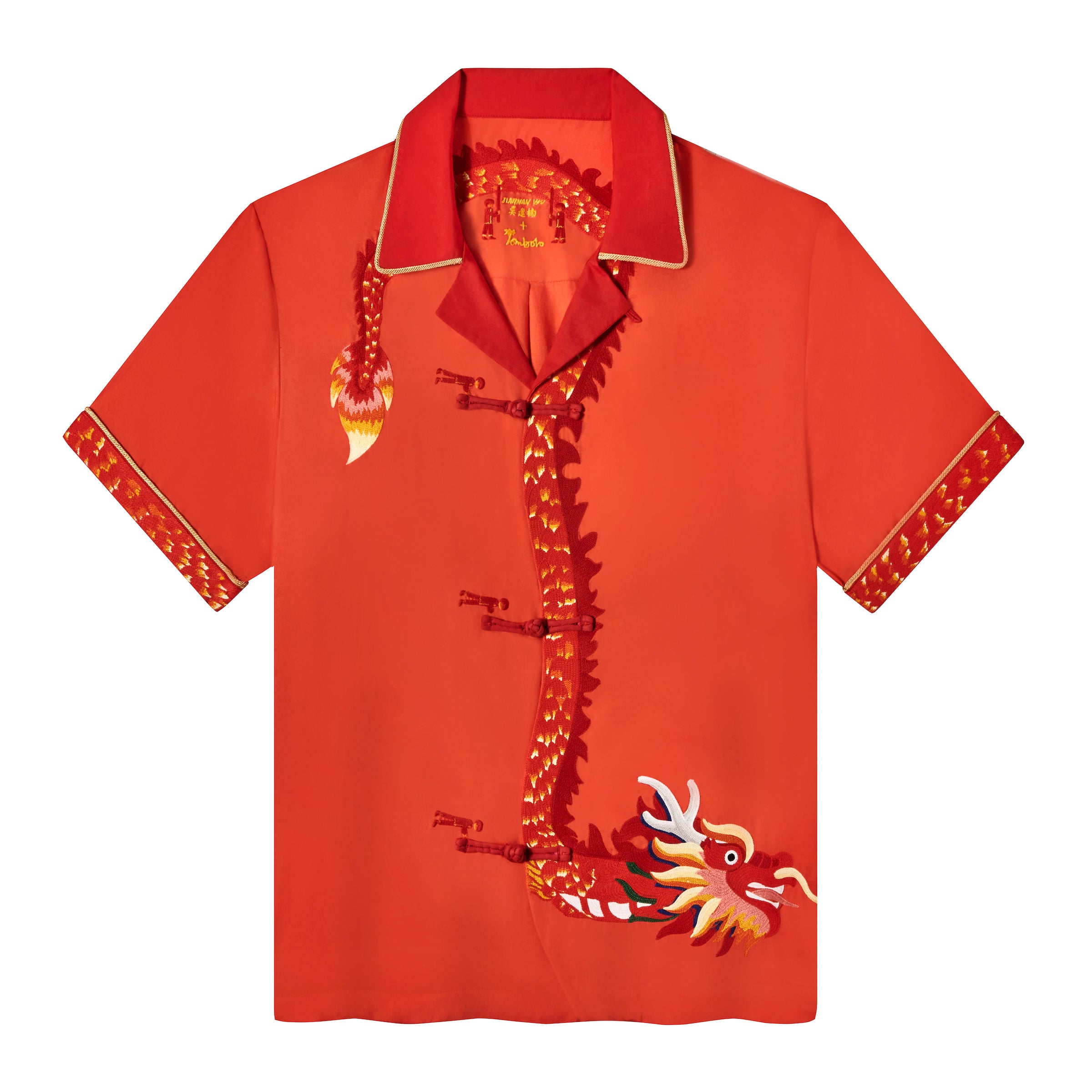 chinese dragon button up shirt