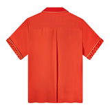 Product photo showing plain red back with pleat against white backdrop