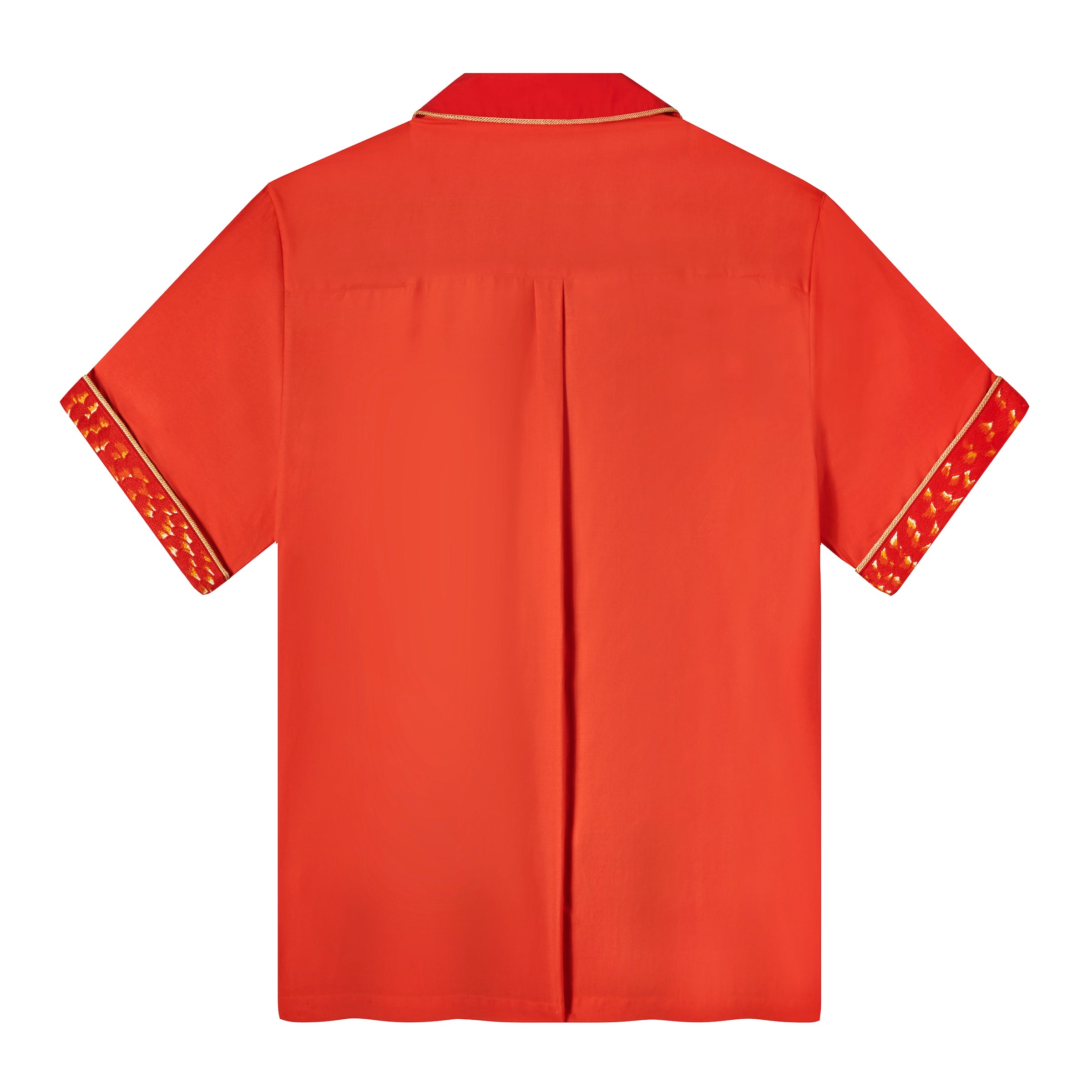 Product photo showing plain red back with pleat against white backdrop