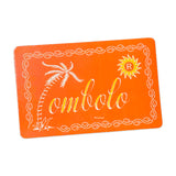 Orange Tombolo gift card with decorative leaf border
