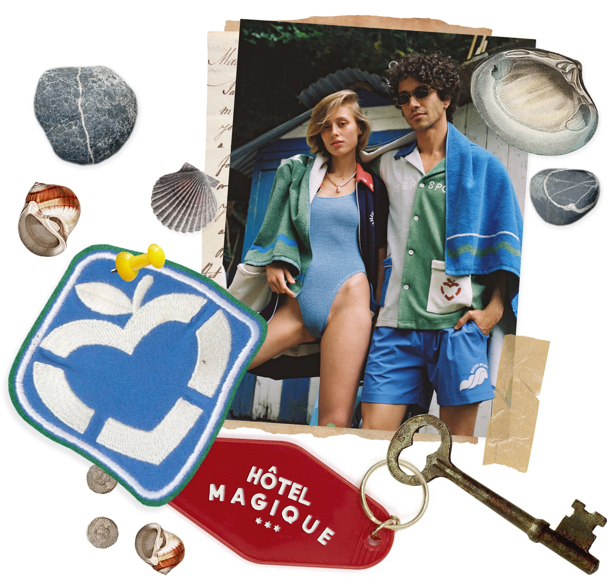 Hotel magique collage with models wearing water sport collection