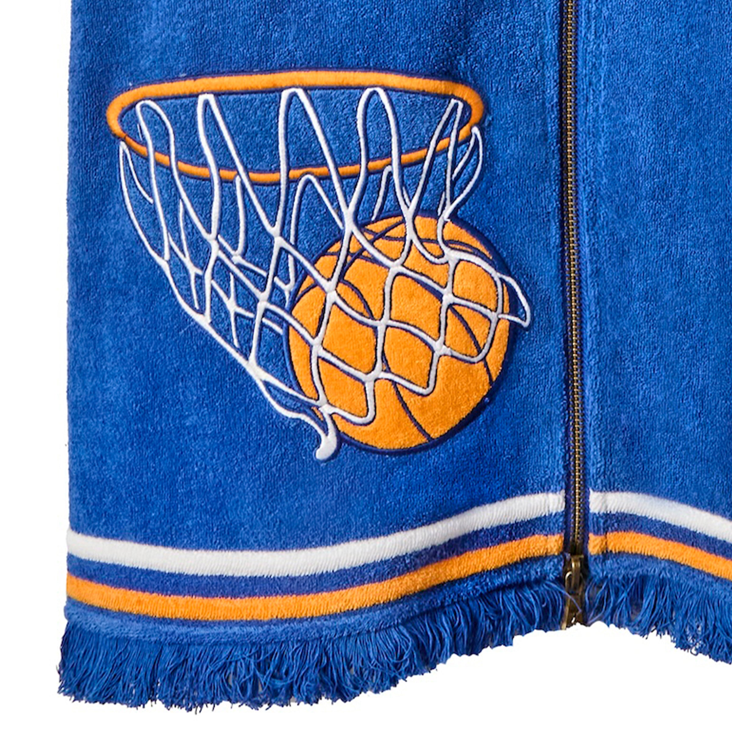 Close-up image of the basketball hoop on the wearer's lower right.