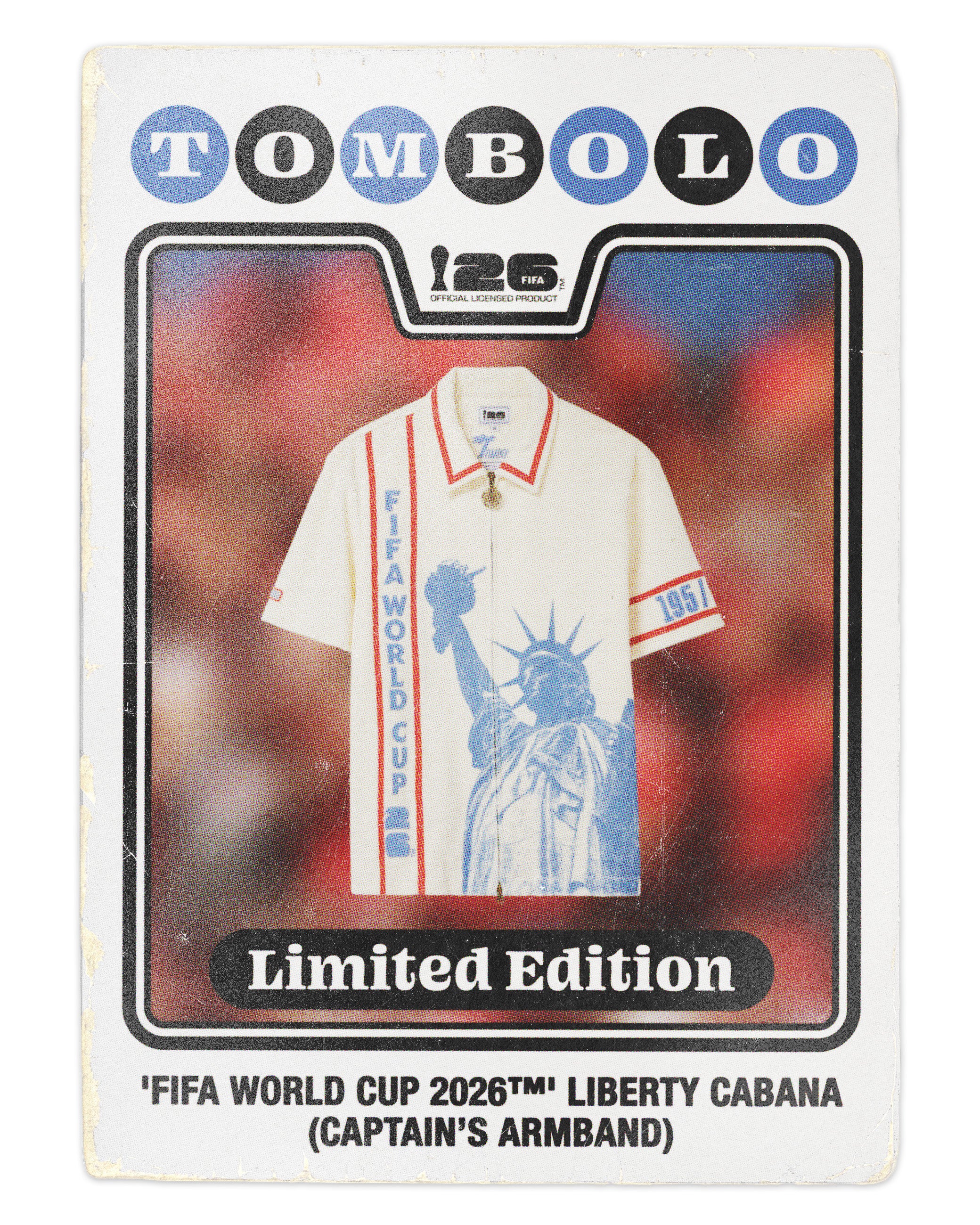 Tombolo FIFA World Cup 2026 limited edition shirt baseball card with a shirt design featuring the Statue of Liberty.