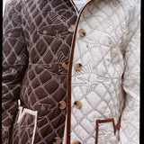 Man showing both sides of reversible jacket 