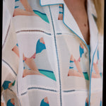 Close up of wesselman design on shirt