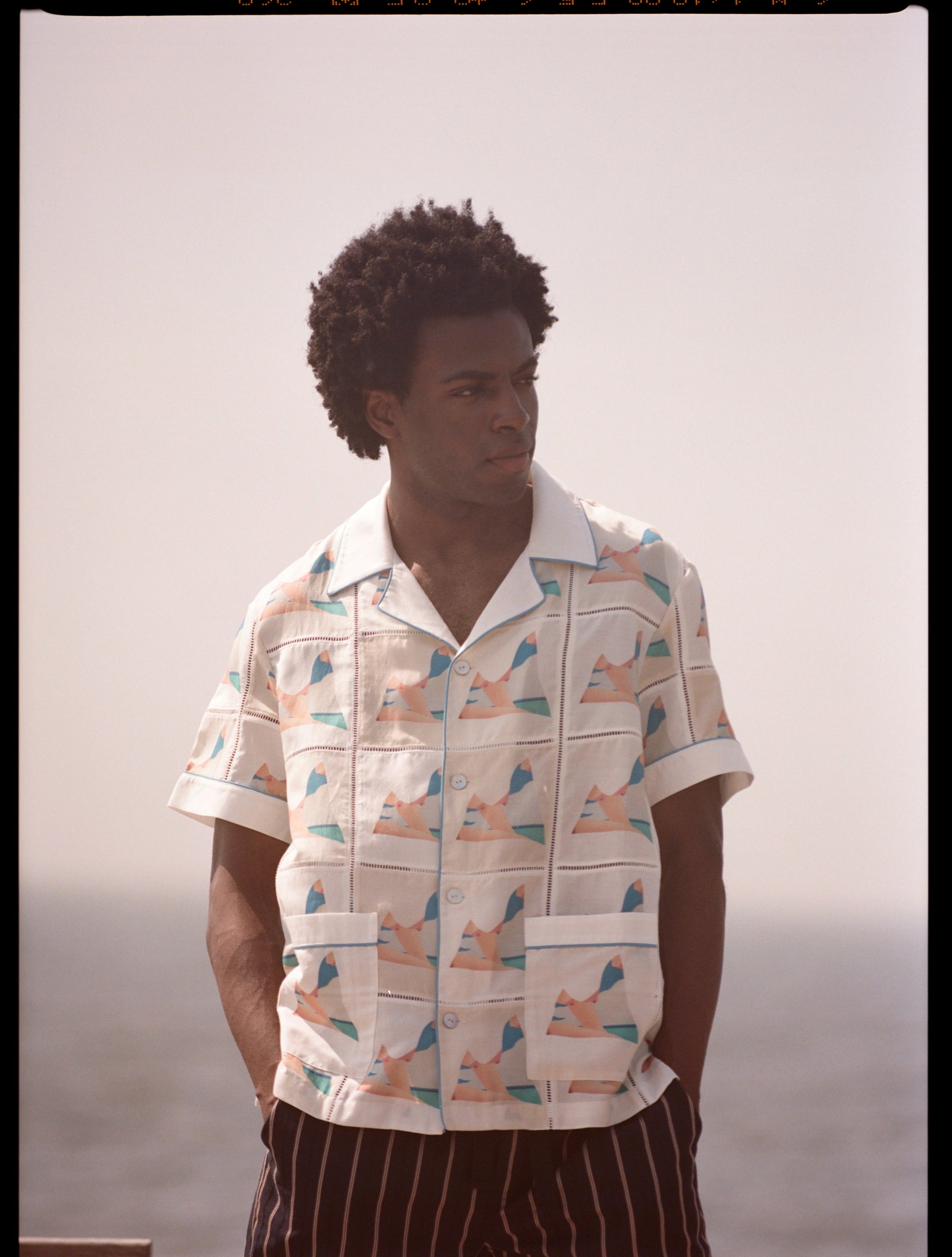 Man wearing stitched wesselman shirts