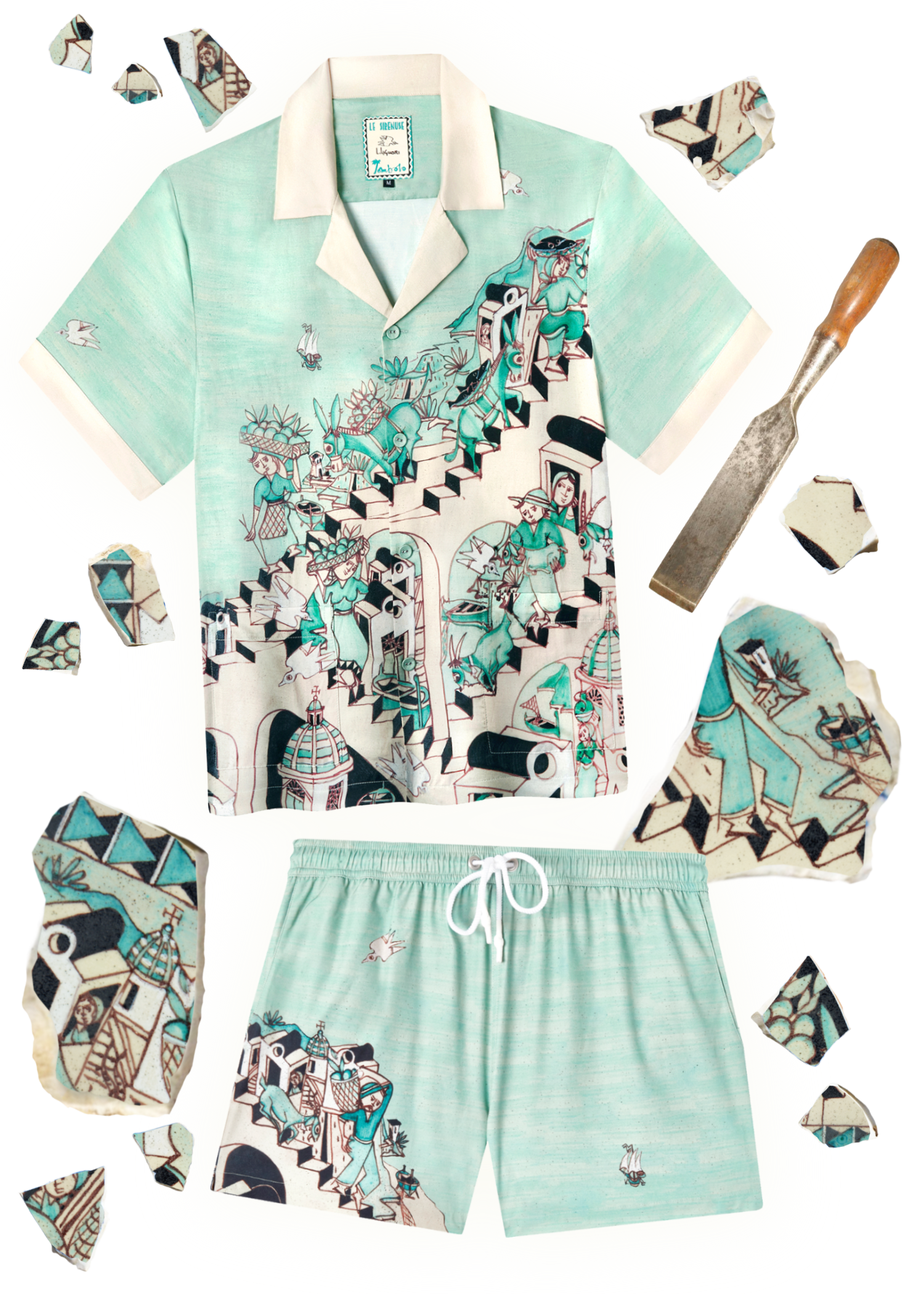 Collage of Lucio Liguori matching set product photos