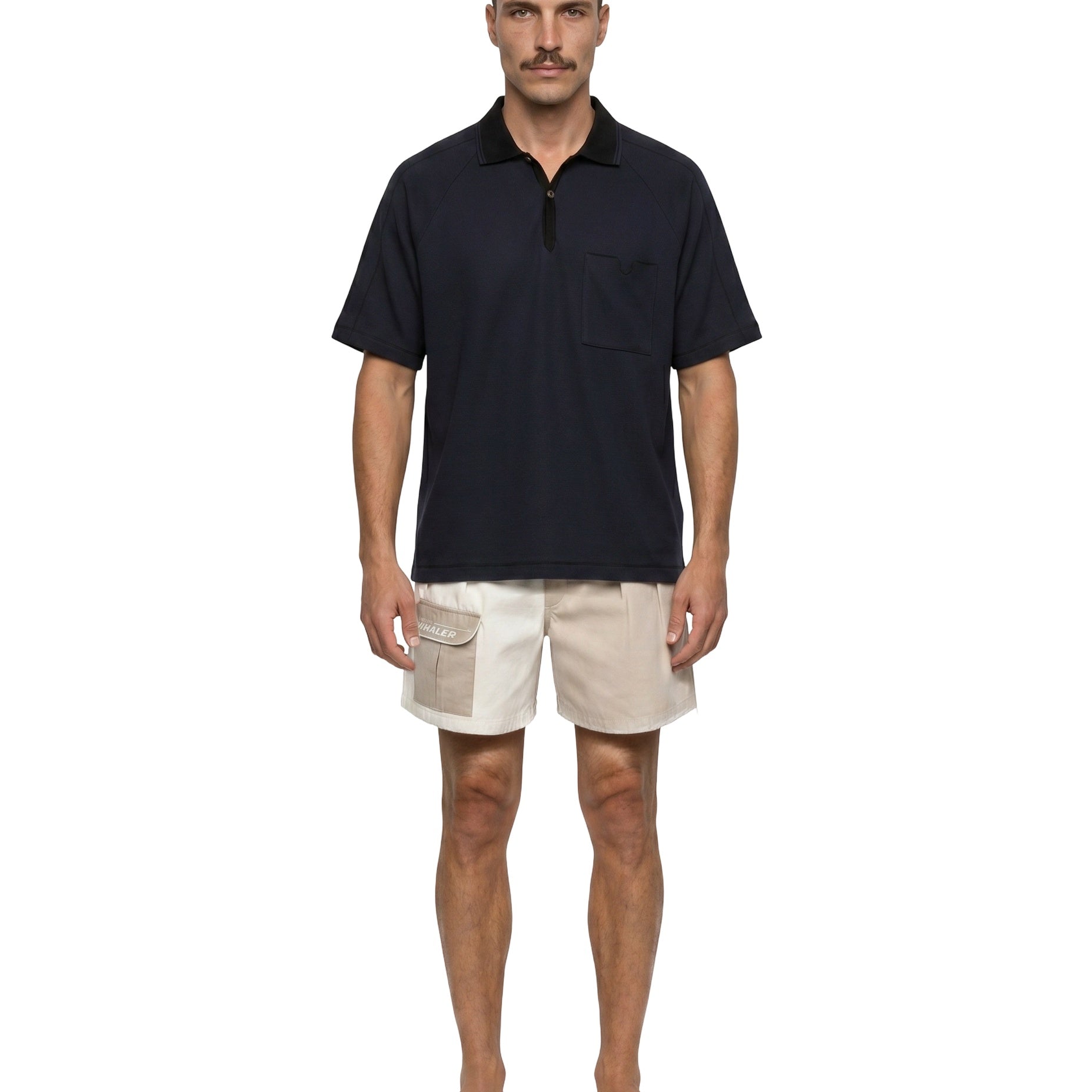 Raglan Mesh Polo (Navy)