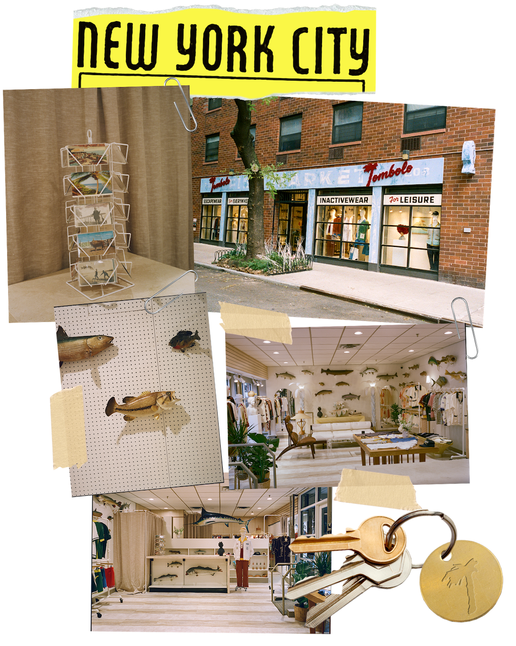 New York City with collage of photos of ny store