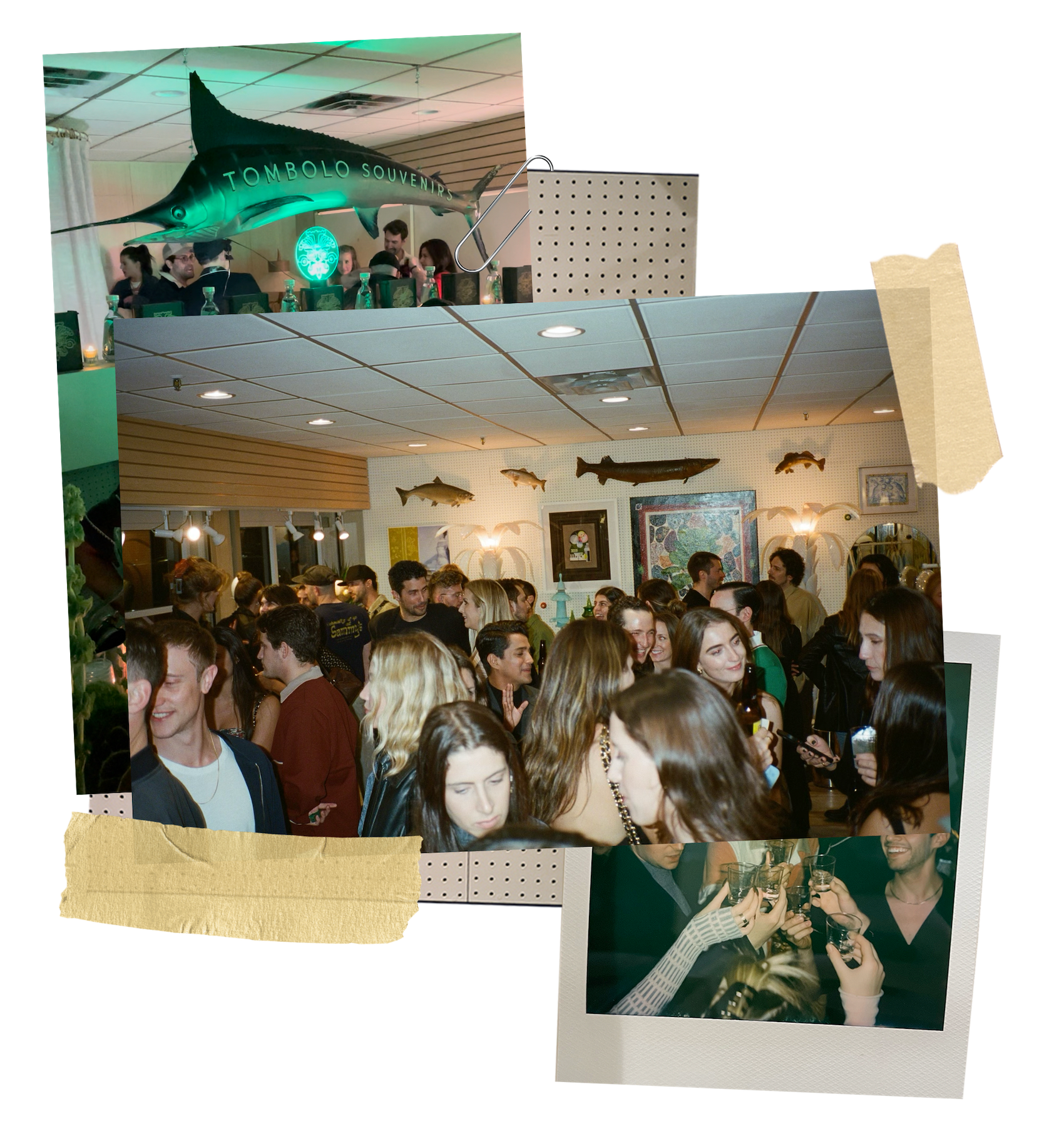 Collage of photos from parties