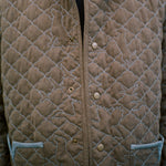 Close up of unbuttoned quilted jacket