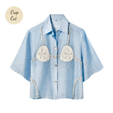 'Sand Dollar Stimulus' ~ Relaxed Crop Cut (Blue)