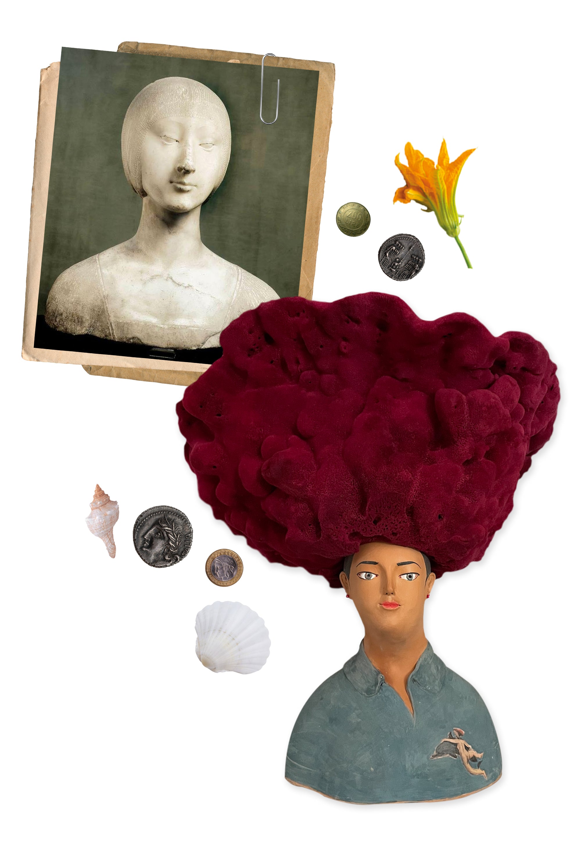 Collage of Sandulli sea sponge bust 