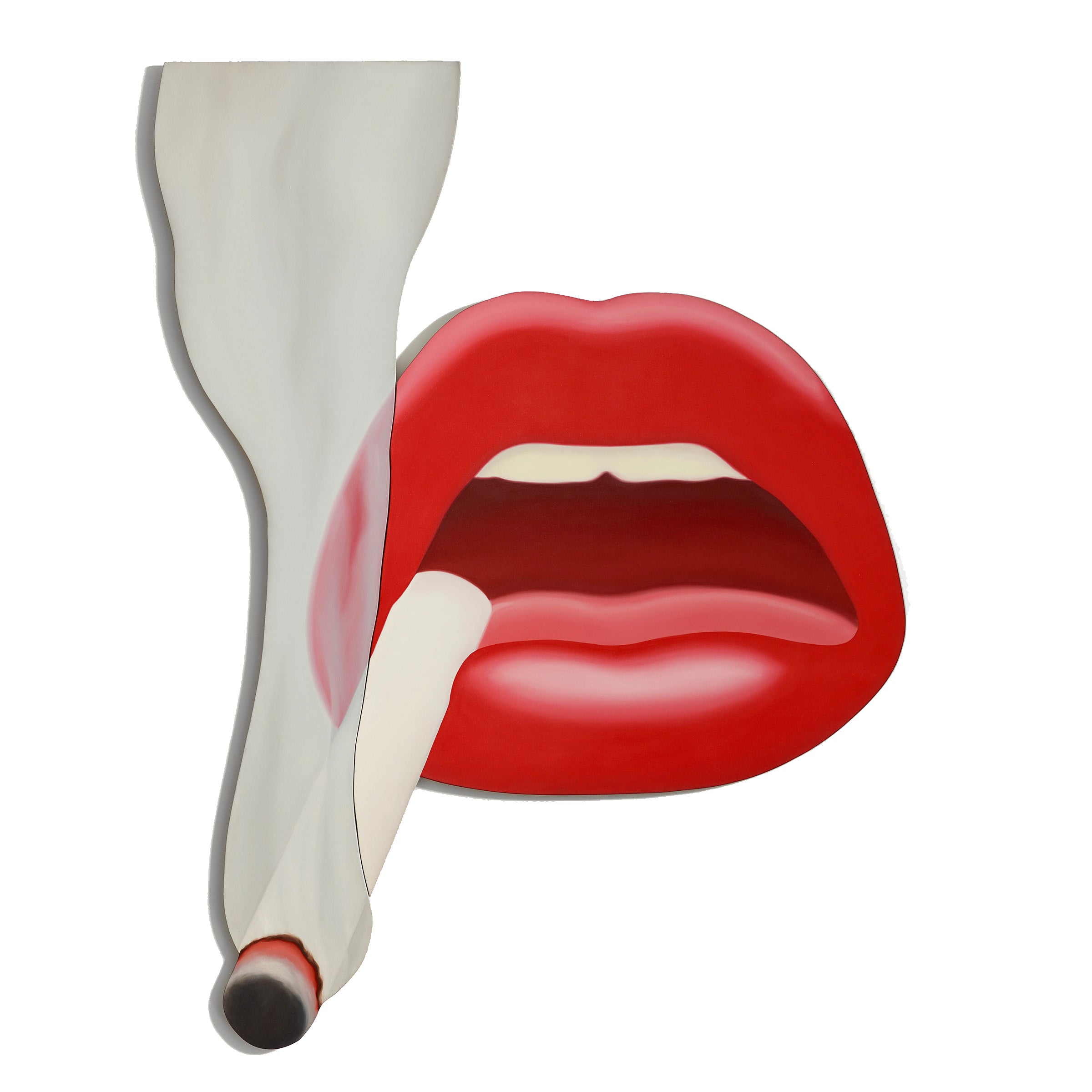 Cutout of lips with a cigarette