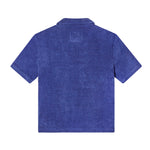 Backwards-facing product image of 'The Sopranos' Vesuvio Cabana ~ Crop Cut that features an all blue terrycloth back with no design.