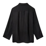 Backside of Black Linen Tuxedo Jacket.