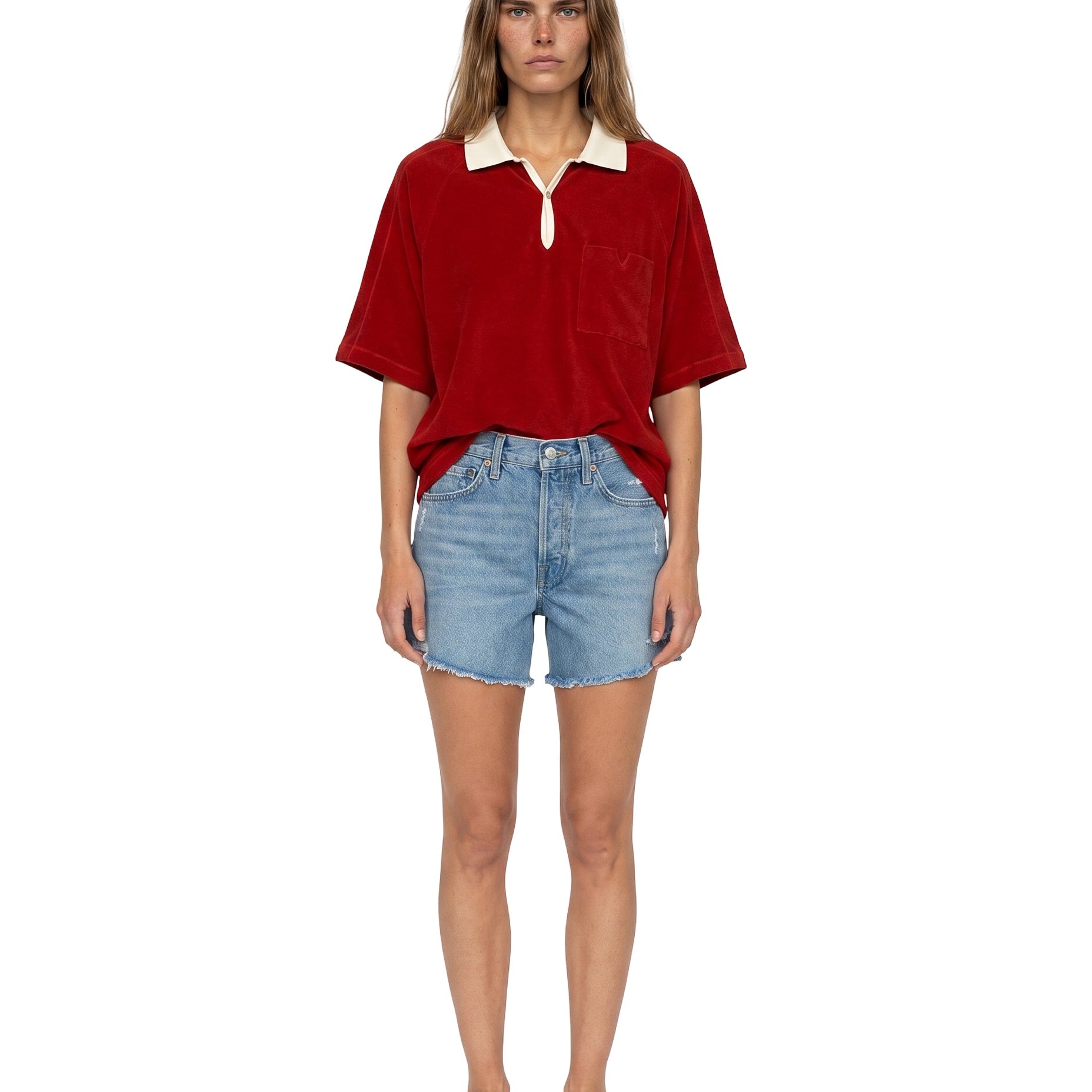 Raglan Terry Polo (Red)