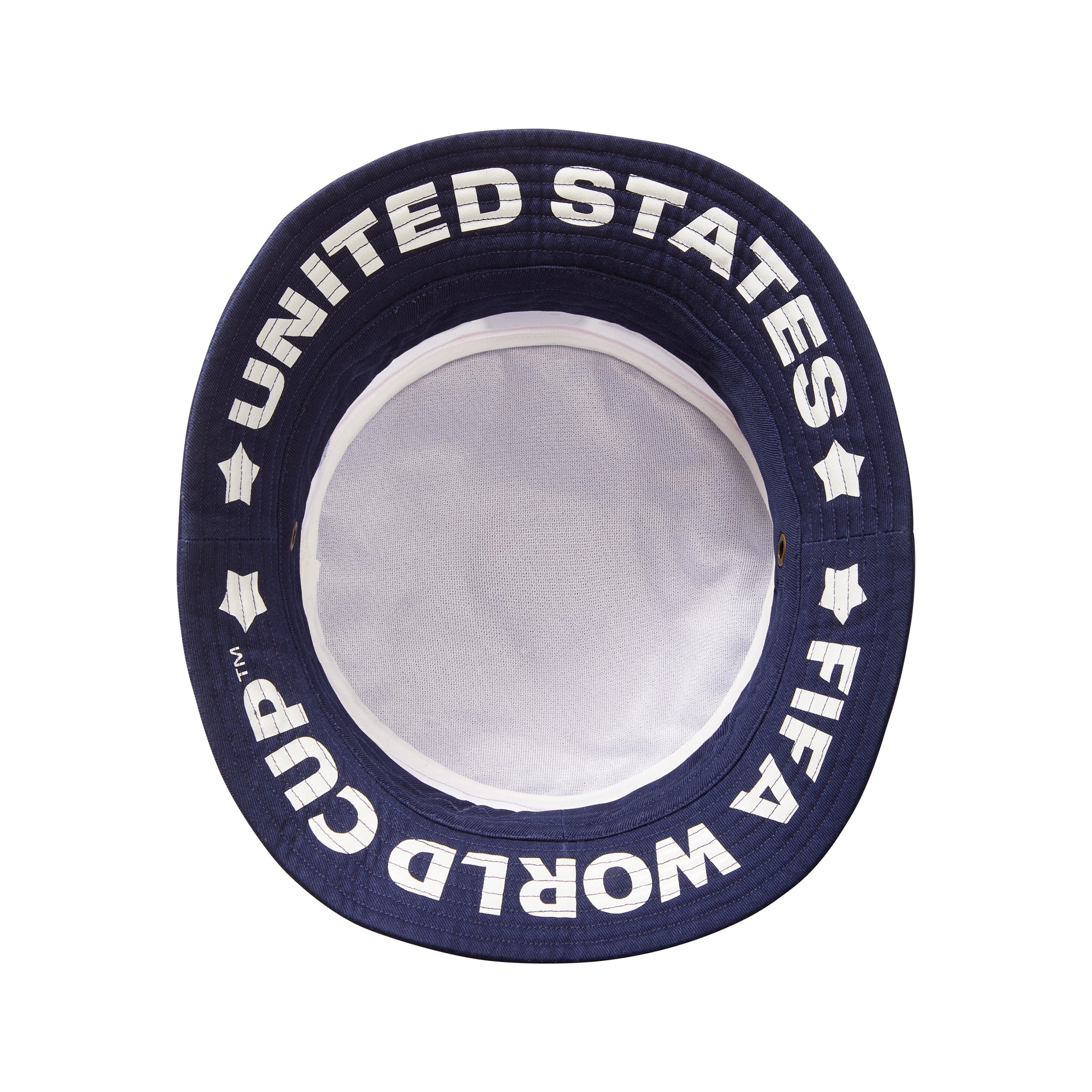 Navy blue hat with 'United States FIFA World Cup' interior text.
