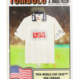 Card featuring a USA soccer jersey with 'Tombolo' branding and FIFA World Cup 2026 logo.