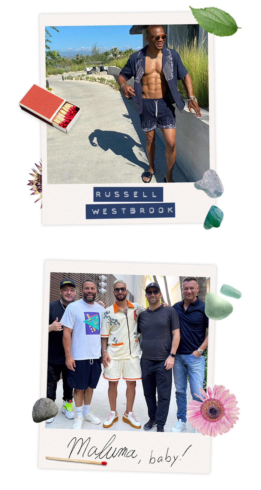 Photos of Russell Westbrook and Maluma wearing Tombolo
