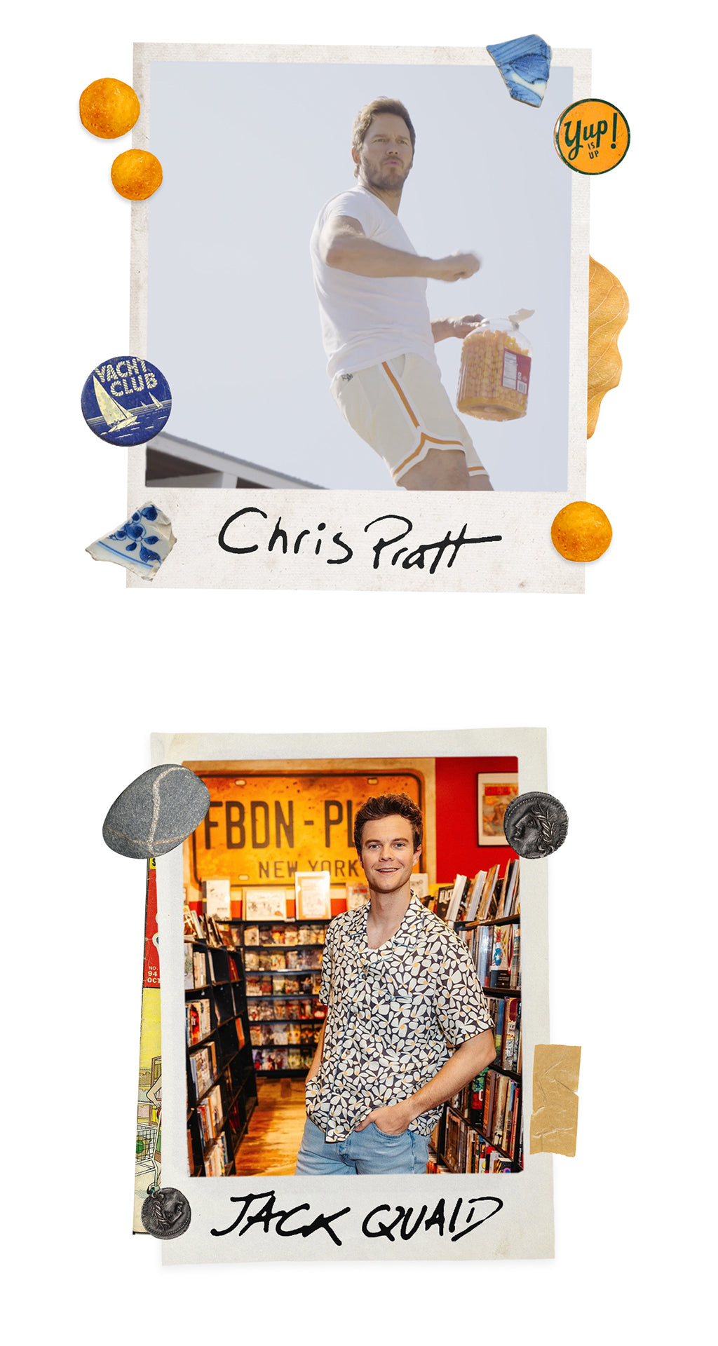Chris Pratt and Jack Quaid wearing Tombolo