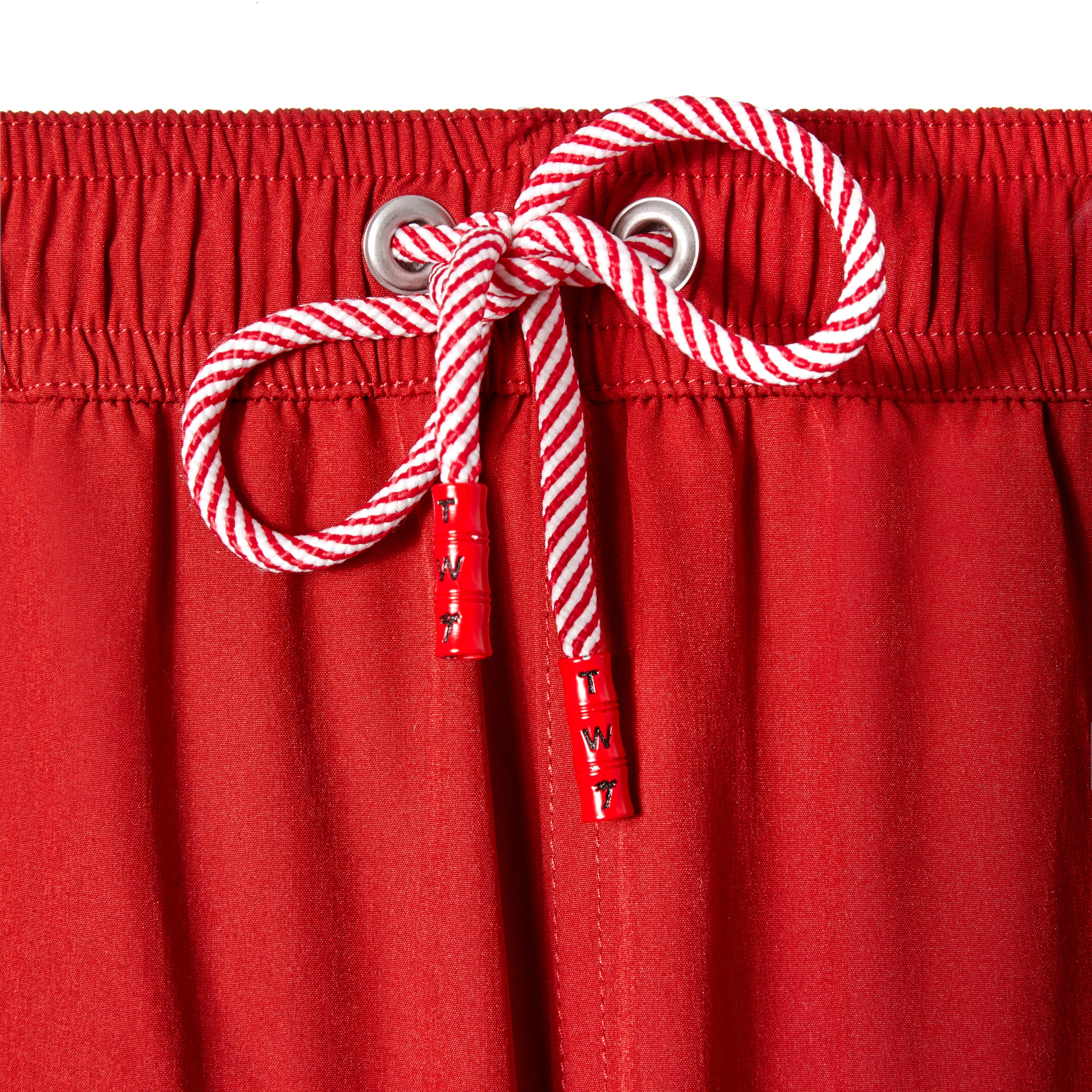 Close up of red and white drawstring