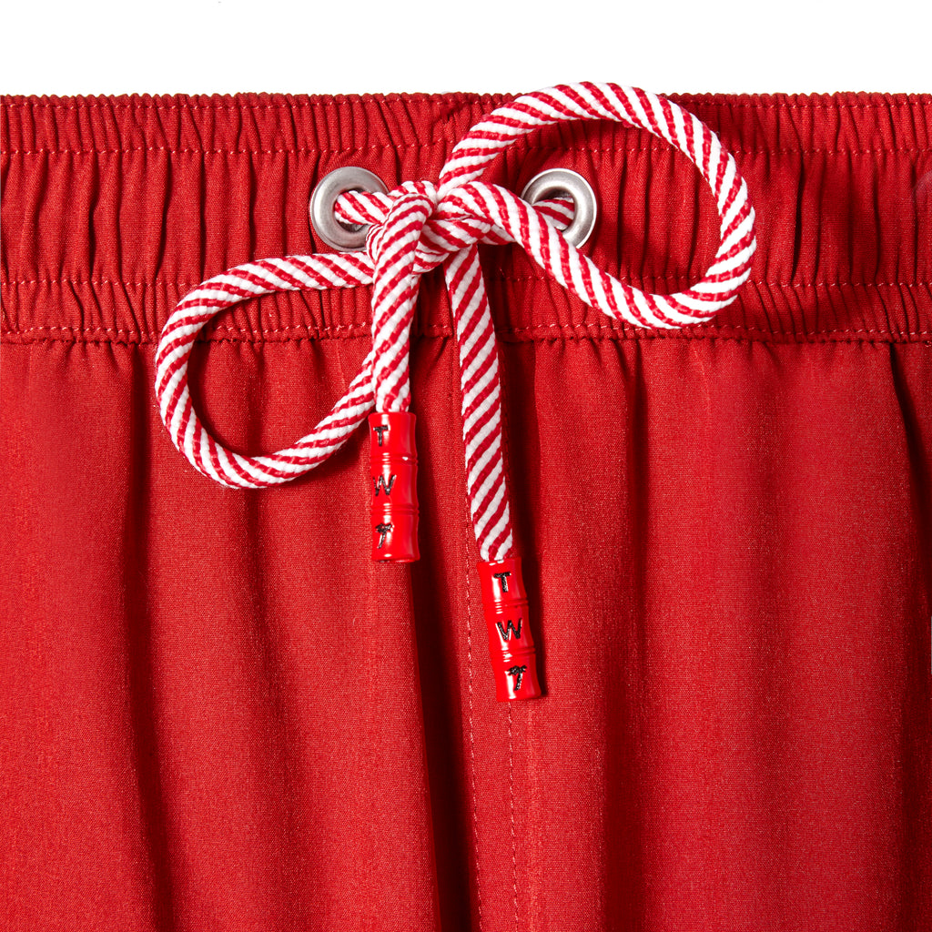 Close up of red and white drawstring