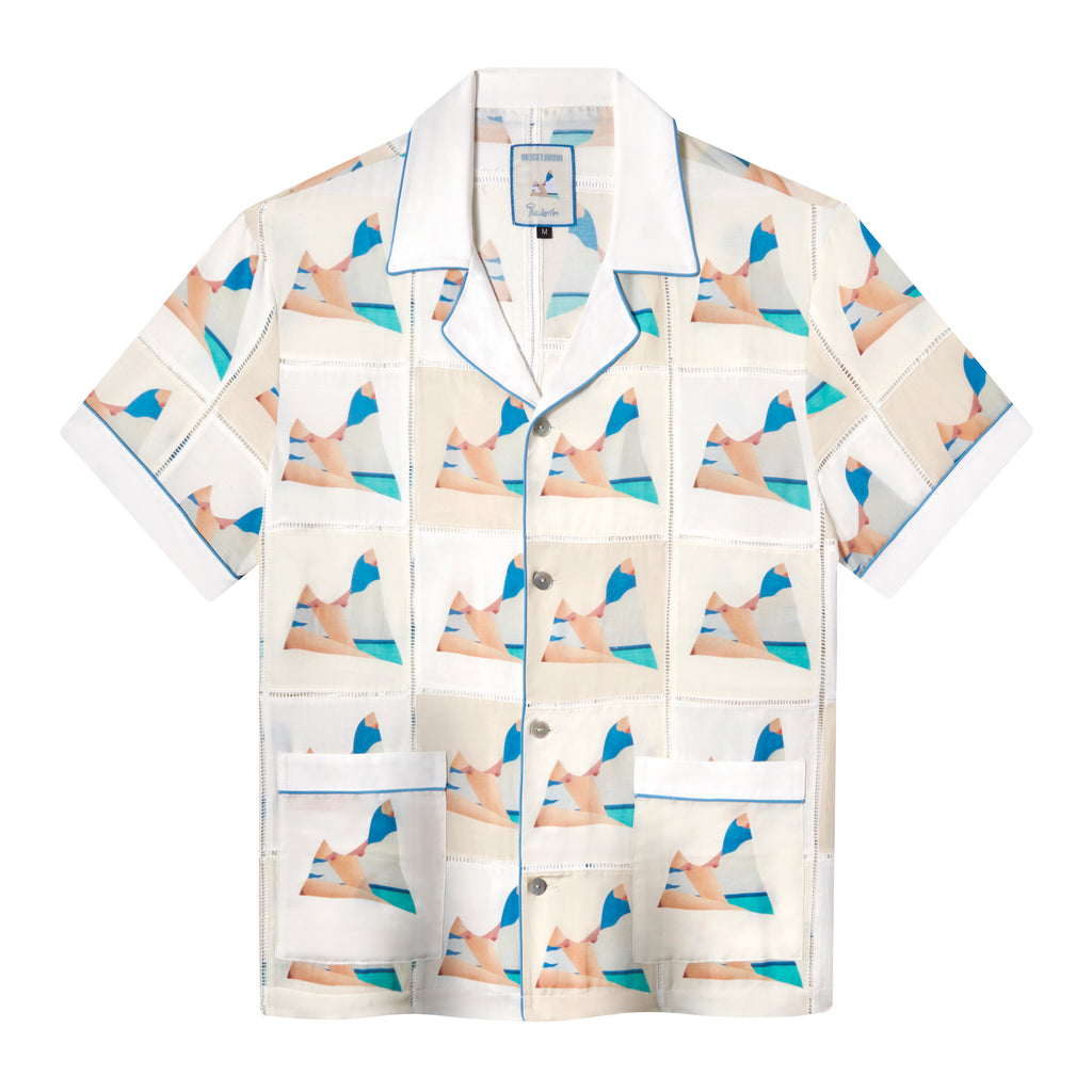 Front view of Tombolo Wesselman Seascape drop-out shirt
